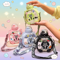 Bouteille d'eau d'été pour enfants 1L, jolie tasse en plastique grande capacité, gourde de sport double usage de haute qualité pour l'école