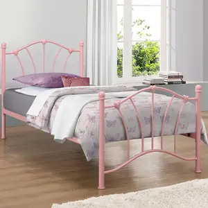 欧式风格便宜高品质粉色儿童女孩卧室家具金属单层儿童床架