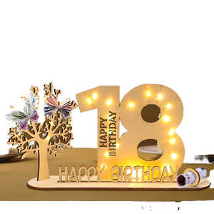 DAMAI - Adorno de Mesa con Número de Edad en Madera con Luces LED Cálidas, Regalo de Cumpleaños Creativo y Personalizado para Edades del 18 al 100 - Product Image 3