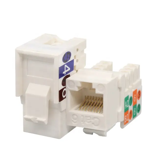 Module de prise trapézoïdale sans outil à double idc type 180 degrés cat5e rj45 utp femelle non blindé