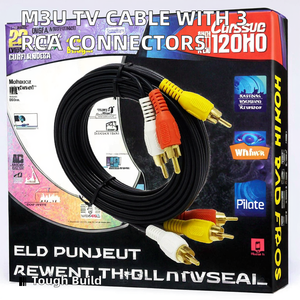 Cable Adaptador M3U para TV, Arnés de Cables con 3 Conectores RCA, Audio y Video Compuesto Macho-Macho para Altavoz, Proyector, Guitarra - Product Image 3