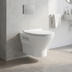 Sanitaire Céramique Salle de bain Accroché au mur Commode Toilette Eau Placard Siège avec double système de rinçage, raccords et couvercles - Product Image 4