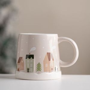 Custom High Quality Eco-friendly Cartoon Design Snow House Pattern <b>Ceramic</b> <b>Mug</b> Pink Unique Shaped Dishwasher & Microwave Safe - Product Image 4