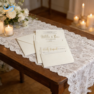 Invitations de poche personnalisées de luxe avec dorure à chaud et cartes RSVP |   Enveloppes personnalisées blanches pour invitations de <span class=keywords><strong>mariage</strong></span> pour événements nuptiaux - Product Image 6