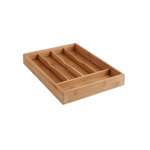 Porte-couverts en bois à 5 compartiments avec cuillères et fourchettes de la plus haute qualité à prix abordable - Product Image 1