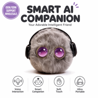 Mascotte Électronique Intelligente Interactrice (Chante, Parle, Danse, Battement de Cœur) pour Enfants, Cadeau Élégant Gris Plume, Rembourrage Coton PP, Vente en Gros
