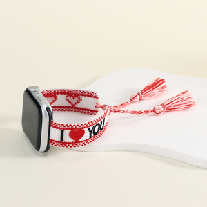 Dây đeo đồng hồ thời trang có thể điều chỉnh thêu dệt dây đeo đồng hồ cho đồng hồ táo 10 9 8 7 6 dây đeo iWatch chủ đề Ngày Valentine - Product Image 4