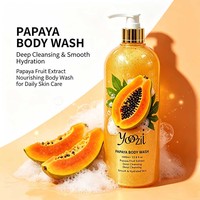 Gel Douche Exfoliant Doux à la Papaye 1000ml OEM Personnalisé, Nettoyant Corporel Éclaircissant à la Papaye pour une Peau Éclatante