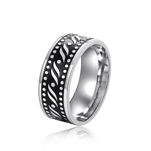 <b>Tungsten</b> Men's <b>Ring</b> <b>Black</b> Rhodium Plated Vintage Plant Pattern Everyday Wear Fine Jewelry DJ085 - Product Image 5