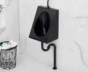 <span class=keywords><strong>Urinoir</strong></span> mural en acier inoxydable 304, équipement de toilettes commerciales, anti-odeur, siphon en S, moderne, noir et argent, pour bars et KTV - Product Image 2