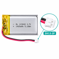 Baterai Lithium Polymer 3.7V 123040 1400mAh Dapat Diisi Ulang dengan Kabel PCM untuk Monitor Bayi Video Monitor Bayi