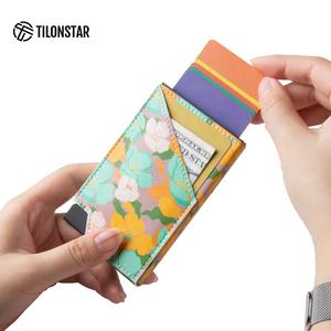 TILONSTAR TVC501 Leather <b>Card</b> <b>Holder</b> Aluminum Rfid Blocking Automatic Pop up Wallet for Men - Product Image 3