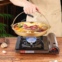 Poêle à soupe, poêle à frire, poêle à paella pour fruits de mer, poêle à double poignée, en acier inoxydable moderne de haute qualité, antiadhésive, compatible avec les cuisinières à gaz