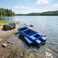 Bateau pliant robuste en PE 3210x1817x621mm pour la lutte contre les inondations et la surveillance des lacs, pont anti-usure pliable, finition lisse, OEM
