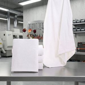 Serviette de bain rectangulaire en coton 100% tissé, écologique, couleur blanche unie, vente en gros, serviette d'hôtel - Product Image 3