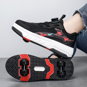Kids Roller Shoes With Two Wheels Detachable Outdoor Sport Sneakers Size 28-41 Mesh Lining TPU Outsole - Product Image 4