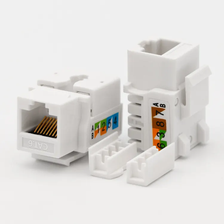 Mạng màu trắng đấm xuống 90 Độ RJ45 Modular Jack UTP Cat 5e Cat6 ổ cắm Keystone jack