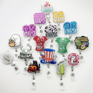 Accessoires porte-badge rétractable <span class=keywords><strong>en</strong></span> acrylique robuste, motif vache arc-<span class=keywords><strong>en</strong></span>-ciel mignonne, avec clip à tirage facile et finition brillante, <span class=keywords><strong>pour</strong></span> cadeaux d'entreprise - Product Image 4