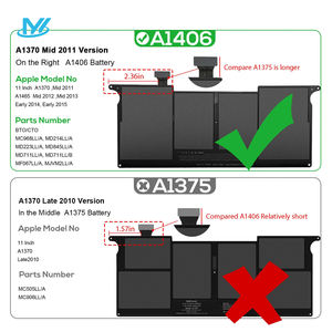 <span class=keywords><strong>Batterie</strong></span> d'ordinateur portable de <span class=keywords><strong>remplacement</strong></span> MYiYAE A1465 pour <span class=keywords><strong>MacBook</strong></span> <span class=keywords><strong>Air</strong></span> 11'' A1495 A1406 (mi-2011, 2012, 2013, début <span class=keywords><strong>2014</strong></span>, 2015) – En stock aux États-Unis - Product Image 3