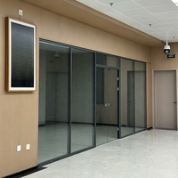 Cloison de séparation de bureau moderne en verre sans cadre insonorisée, solution pour espace de travail, mur rideau