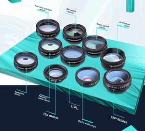 Kit d'objectifs universels pour téléphone 10 en 1, grand angle 0,63X, <span class=keywords><strong>macro</strong></span> 15X, 198 °   Filtre d'objectif Fisheye Téléobjectif CPL Star Flow Kaléidoscope - Product Image 3