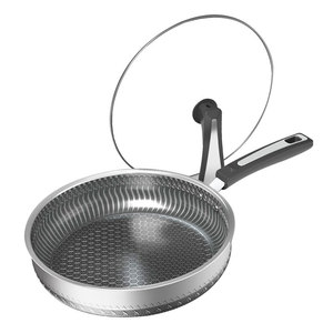 Poêle à frire antiadhésive en nid d'abeille <span class=keywords><strong>de</strong></span> 26 cm, en acier inoxydable 304/316, fond plat, profonde et ronde, pour <span class=keywords><strong>cuisine</strong></span> <span class=keywords><strong>de</strong></span> restaurant - Product Image 1