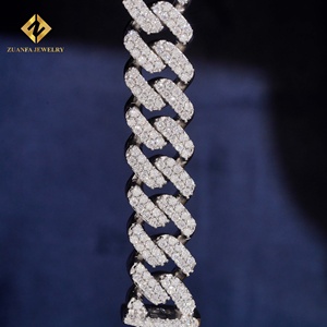 Zuanfa Lab Grown Diamond Bracelet Popular 12.3mm Cross Cuban <b>Chain</b> Cuban Link <b>Chain</b> Necklace Bracelet Men <b>Iced</b> <b>Out</b> Diamond 925 - Product Image 3