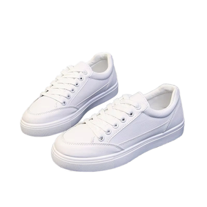 Zapatillas deportivas blancas con plataforma para mujer, de PU, de caña baja, informales, para caminar, planas, a la moda. - Product Image 1
