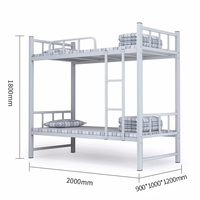 Lit superposé réglable personnalisable pour dortoir étudiant, lit double moderne en acier blanc pour école/auberge/hôtel/hôpital