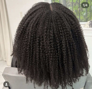 Promotion : Cheveux Indiens Bruts Non Traités, Ligne de Cheveux Invisible, Afro Kinky Curly 4B 4C, Densité 250%, Queue de Cheval à Cordon, <span class=keywords><strong>Demi</strong></span>-Perruque à Clipser - Product Image 3