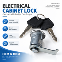 Serrure à came pour armoire électrique, cylindre à came droite, clé à came, anti-vol, en métal chromé, pour coffret de distribution, armoire de commutation, panneau de commande