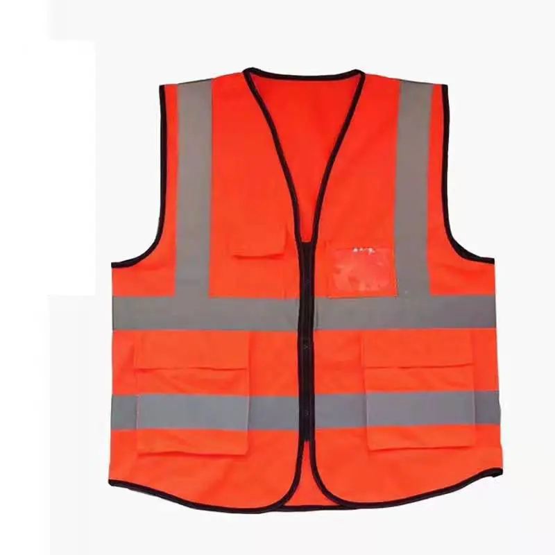 Impresión de logotipo personalizado ce Clase 2 estándar de poliéster de Seguridad de Tráfico reflectante chaleco chaqueta con bolsillos Hola vis correa para publicidad