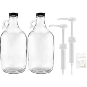 Dispenser di liquido per bucato vuoto contenitore di vetro per detersivo per sapone grande (64 once) flacone per pompa riutilizzabile trasparente per detersivo - Product Image 5