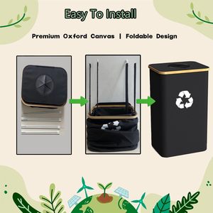 Seau de collecte pliable en plastique rectangulaire de 100 L, type pression, pour bouteilles retournables, avec sac de transport XXL pour la récupération des déchets vides - Product Image 2
