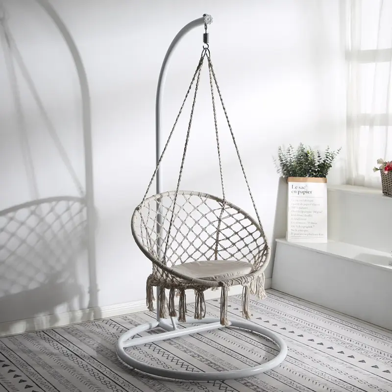 Wholesale Basket Steel Wicker Rattan Swing Seat Furniture Outdoor Patio Swing Chair Hanging Garden Swing Egg Chair With Stand