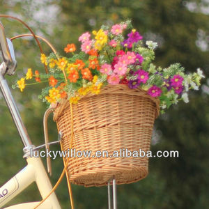 Nhà Máy Trực Tiếp Bán Buôn Hot Bán Nửa Vòng Phía Trước <span class=keywords><strong>Wicker</strong></span> Xe Đạp Giỏ Với Da Thật Dây Đeo - Product Image 5