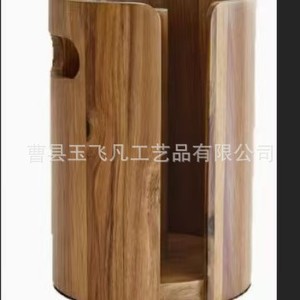 Porte-mouchoirs cylindrique en bois d'acacia, support vertical pour rouleau de papier de cuisine, boîte à mouchoirs de bureau, marron café, résistant aux éclaboussures - Product Image 5