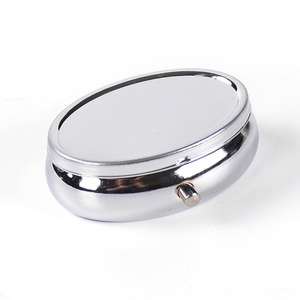MM-MPB007 2 Compartments Oval Pill Case Promotional Metal Customized Letters Pillbox