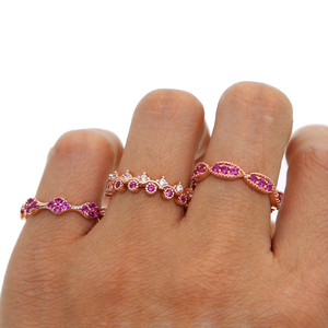Bague de fiançailles en zircon CZ <span class=keywords><strong>pierre</strong></span> rouge, bijoux pour femme, anneaux empilables éternité - Product Image 2