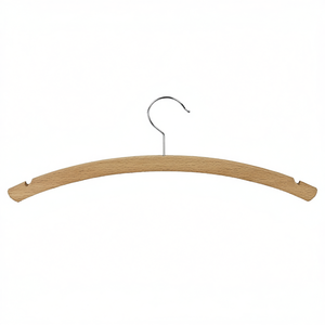 Percha de madera con acabado natural y gancho metálico para guardar prendas - Product Image 2