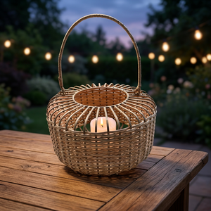 Support à bougie en rotin tressé à la main, porte-bougie en rotin naturel, support à bougie décoratif en rotin, décoration porte-bougie en rotin - Product Image 1
