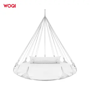 WOQI Premium – chaise hamac Double en coton, balançoire suspendue avec oreiller pour voyage intérieur ou extérieur