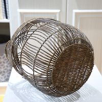 Panier de rangement en osier durable PP rotin jacinthe d'eau tissé usage domestique-organisation d'articles divers vêtements salon nourriture/sac métal