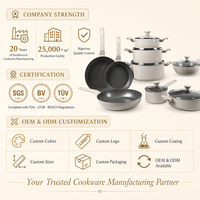 Smartpan chine pressé 6 pièces gris ensemble de casseroles revêtement en céramique ensemble de marmites de cuisson électrique casserole antiadhésive ensemble d'ustensiles de cuisine