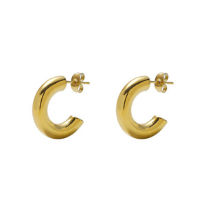 Hoop Earrings Gold Stainless Steel Geometric Design Women's Fashion Jewelry - Product Image 5