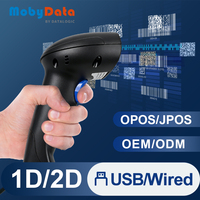 Escáner de Mano con Cable USB RS232 de Alta Calidad Mobydata HS100, Lector de Códigos de Barras 1D 2D QR para Supermercados