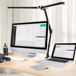 Factory OEM Led Desk Lamp Double Head Study Table Clip USB 20W Adjustable Arm Aluminum <strong>Clamp</strong> <strong>Light</strong> for 2 Computer Lamparas - Product Image 1