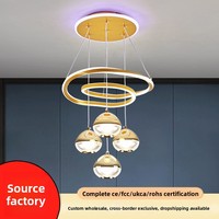 Lustre LED moderne 85W en aluminium, suspension spirale réglable en hauteur, abat-jour acrylique à 3 couleurs dimmables, base bleue pour salon