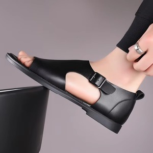 Sandalias de Hombre de Cuero Genuino, Clásicas, para Exteriores, Verano, Antideslizantes, para Playa, Transpirables, Casuales, con Suela Suave - Product Image 3