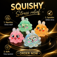 Jouets à presser anti-stress sensoriels en TPR, Maltose Glitter Bunny, Lapin à rebond lent, Pieuvre, Cadeau de décompression